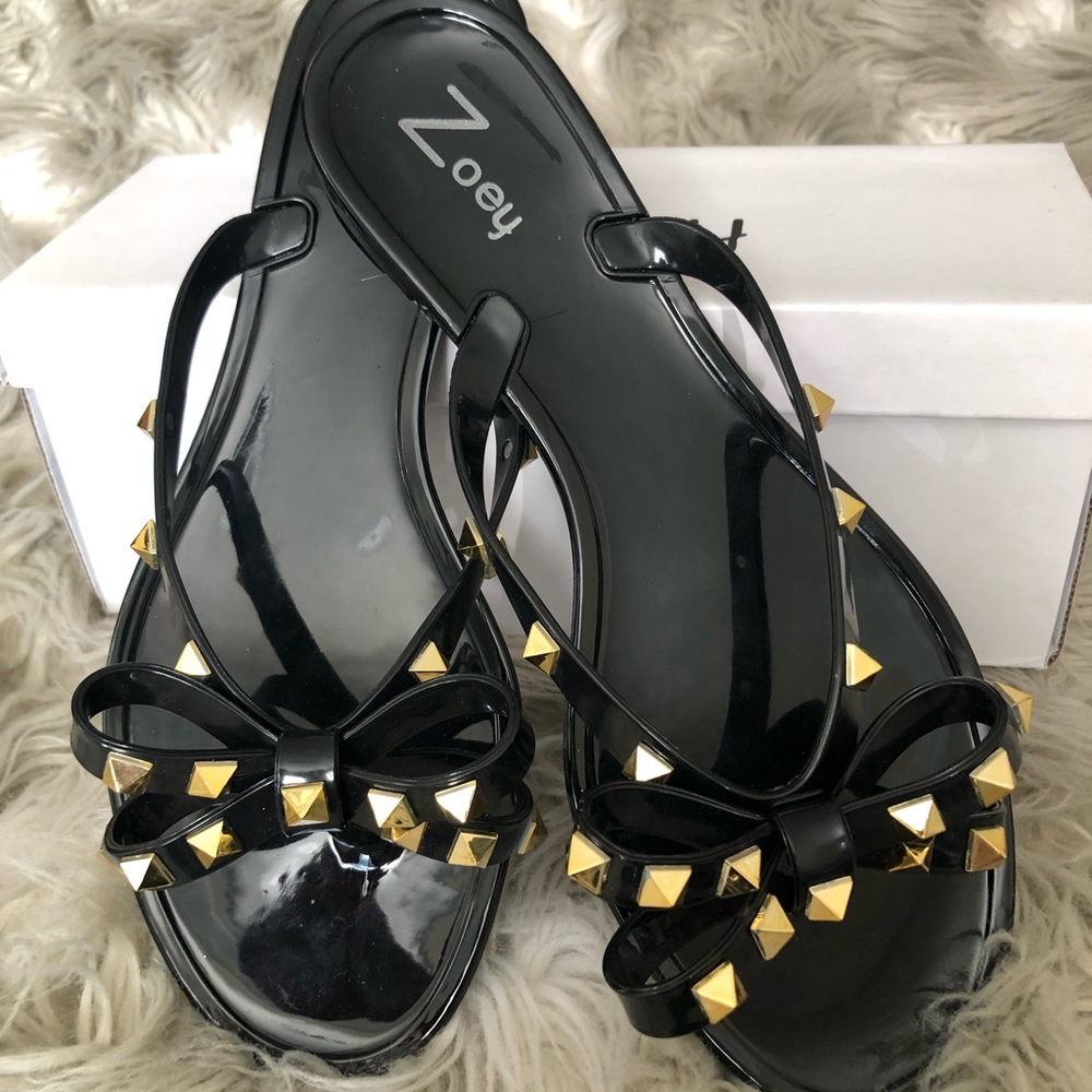 Black Studded Sandals size 9 - Picture 3 of 5